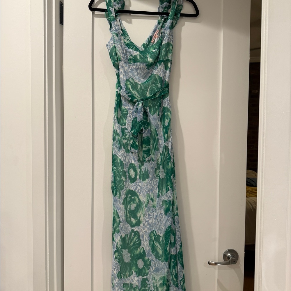 Floral Green and White Maxi Dress
